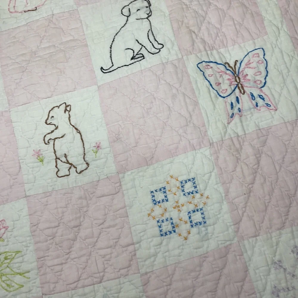 Vintage Quilt Patchwork Handcrafted Primitive Farmhouse Antique Baby Rare OOAK